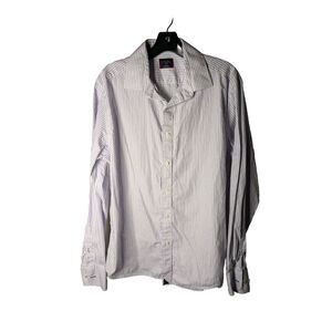 UNTUCKit Vaudon Mens Purple Vertical‎ Stripe Casual Dress Shirt Large